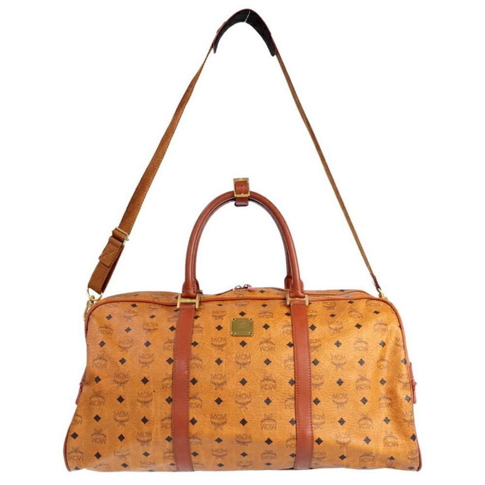 MCM Visetos monogram Boston duffle bag cognac Brown